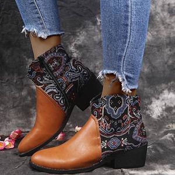 

boots women ankle chaussure mid heels booties plus size gladiator paisley ethic -sale shoes woman zapatos mujer sapato d1877 w0m8, Black
