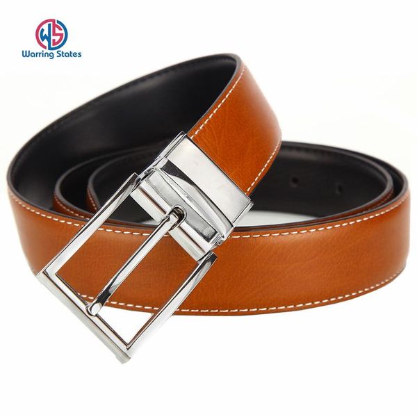 

genuine leather double-sided belt for men rotating pin buckle business fashion men's wide brown black belts, Black;brown