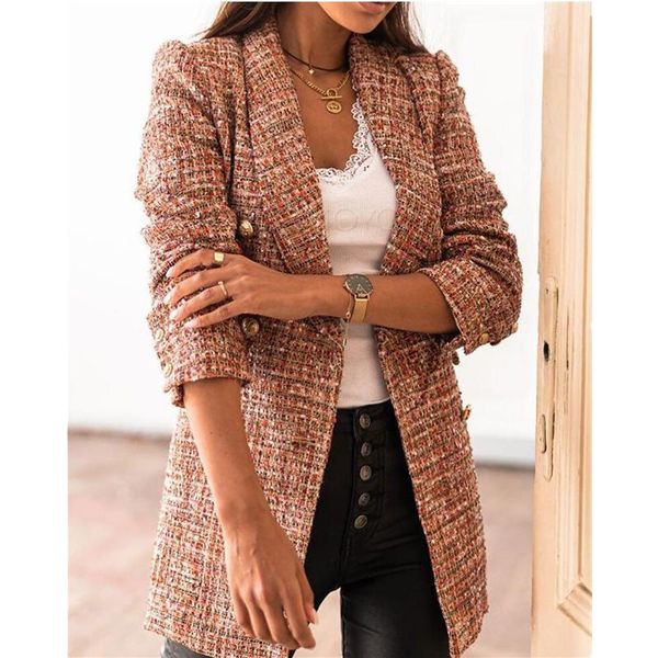 

women's suits & blazers suit women blazer dress autumn winter double breasted plaid pocket button front military style office lady fash, White;black