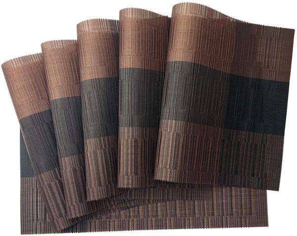 

mats & pads 4pcs/6pcs pvc anti-skid bamboo plastic placemats for dining table runner linens place mat in kitchen accessories cup wine