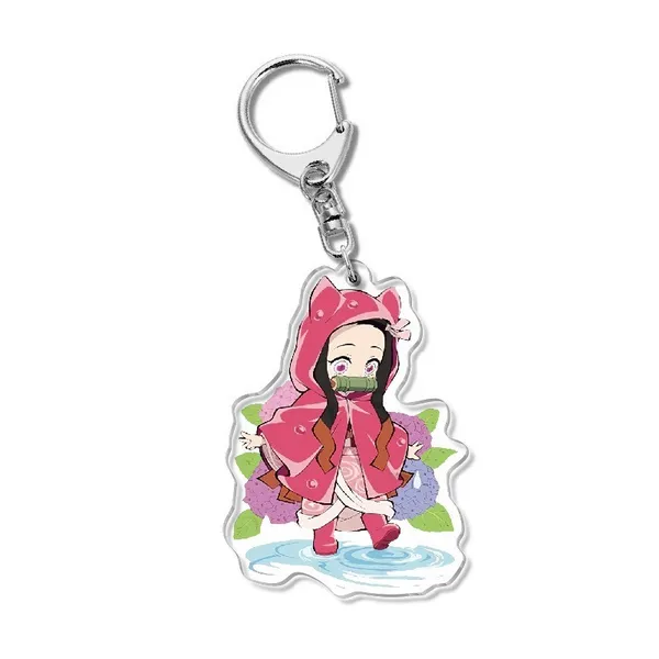 

Cartoon Demon Slayer Keychain Man Acrylic Cute Funny Anime Pendant Keyring Agatsuma Zenitsu Charms Kids Girls Keychains Breloks
