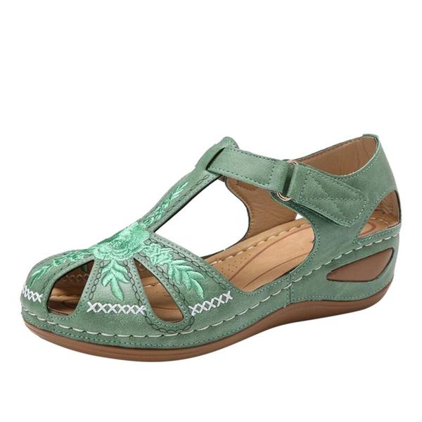

sandals summer women embroidered wedges shoes hollow out platform 2021 comfortable casual sandalias mujer, Black