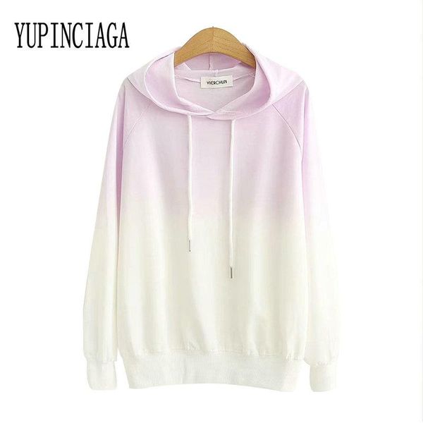 

women's hoodies & sweatshirts yupinciaga japanese mori fashion long sleeve hooded pullover dyeing gradient drawstring, Black