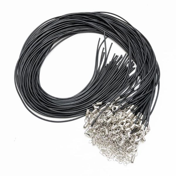 

wholesale 1.5 mm black leather rope wax chain necklace 45 cm lobster buckle diy jewelry accessories 10pcs/lot chains, Silver
