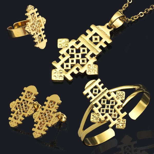 

earrings & necklace ethiopian jewelry set bracelet ring earring fashion engagement gift, Silver