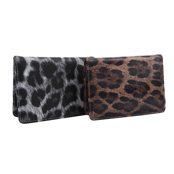 

card holders arrival pu big leopard flower panther passport holder bag elastic band strap id slot jacket purse, Brown;gray