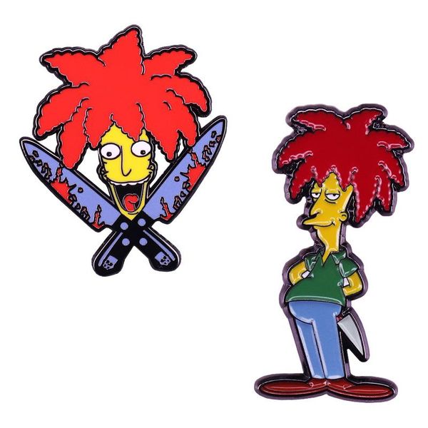 

pins, brooches sideshow bob enamel pin animated television series character inspired brooch, Gray