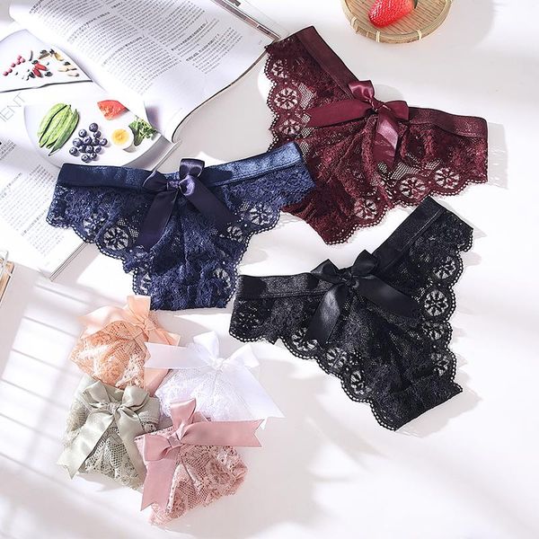 

women's panties lace string transparent women back cute bow thong female seamless g fashion underwear ladies t-back, Black;pink