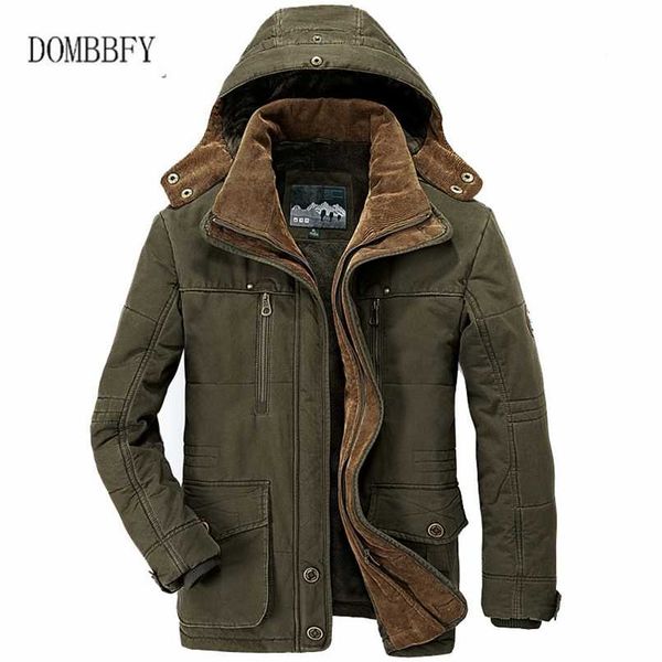 

winter thick warm parkas coat men military cotton padded jackets plus size 5xl 6xl 7xl overcoat multi-pocket windbreaker jacket 211206, Black