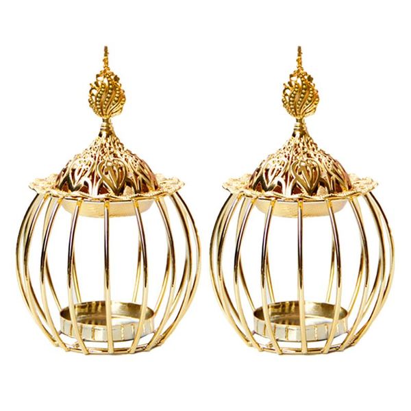 

2pcs golden incense burner fine luxury useful good deluxe censer deskcandleholder tower candlestick fragrance lamps