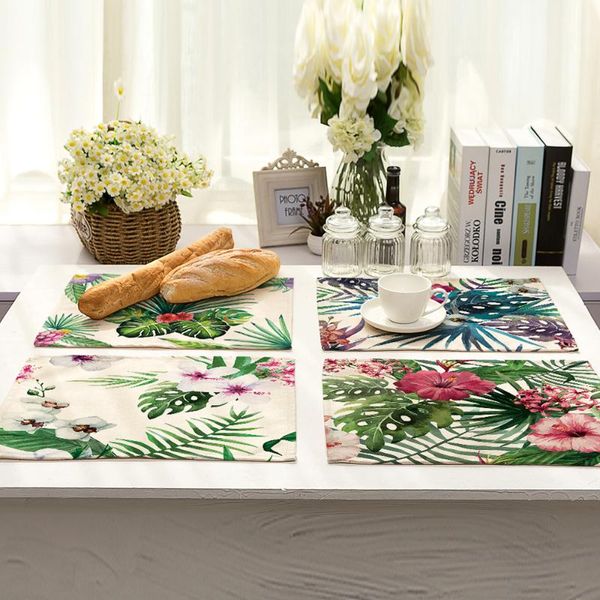 

table runner colorful flower placemat for kitchen decor heat-resistant anti-slip mat bowl dining tableware pad