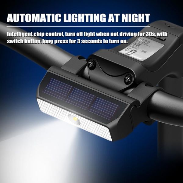 

bike lights intelligent light sensor solar led bicycle headlights waterproof safety warning lamp for cycling night