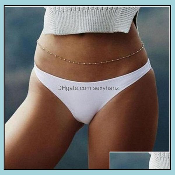 

belly jewelry jewelryalloy summer leisure street snap body clothing chain copper beads simple waist chains drop delivery 2021 lu6ss, Silver