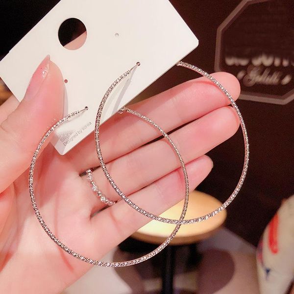 

hoop & huggie punk exaggerated korean fashion simple charm metal circle earrings for women girl party jewelry wholesale 5s1044, Golden;silver