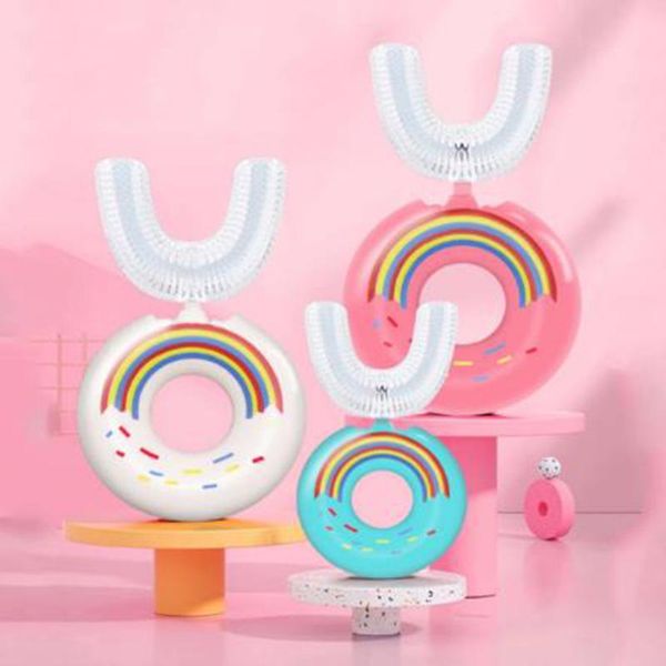 

smart electric toothbrush 360Â° children doughnut manual kids silicon safety teeth tooth brush cartoon pattern for 2-6t