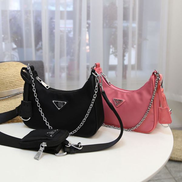 

factory outlet design 2021 new net red same type portable single shoulder underarm nylon cloth messenger chain three in one women's bag