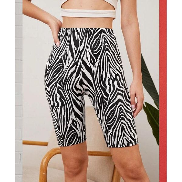 

leopard pattern print fashion bottoming hip pants breathable slim ladies casual short thin sport leggings women 2021 summer women's, Black