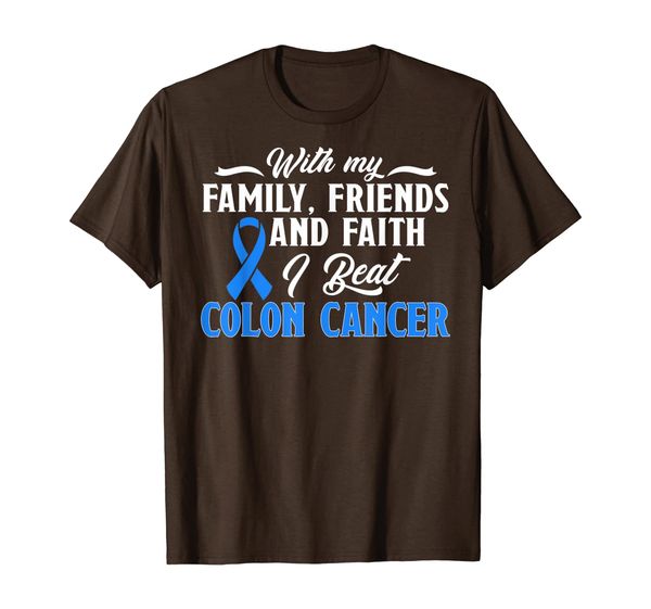 

with my family faith i beat colon cancer t-shirt, White;black