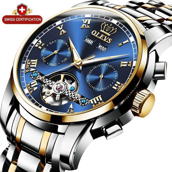 

brand automatic mechanical men watch stainless steel waterproof calendar green fashion wristwatches clock relogio masculino, Slivery;brown