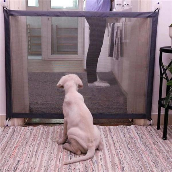 

kennels & pens pet barrier fences portable folding breathable mesh dog gate separation guard isolated fence dogs baby safety