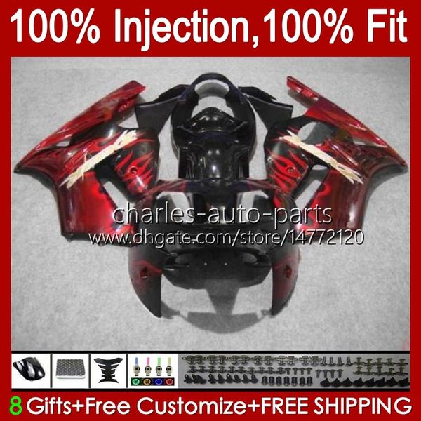 OM OEM Iniection Stampo Bodywork per Kawasaki Ninja ZX1200 C ZX1200C ZX 12 R 1200 CC 2000 2001 BODY 2NO.111 ZX 1200 12R 1200CC ZX-12R 00-01 ZX12R 00 01 Kit di rivestimento Fiamme rosse