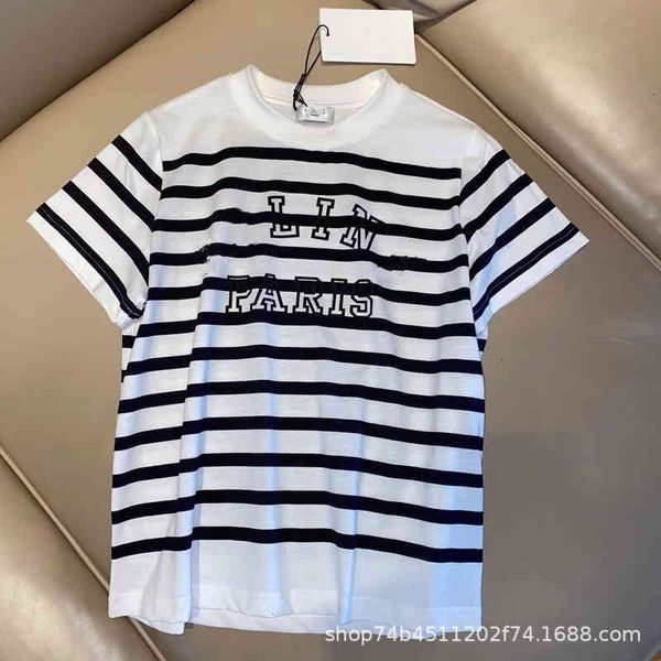 

c1 women's t-shirt family 2021 summer letter navy bla and white stripe fashionable short sve