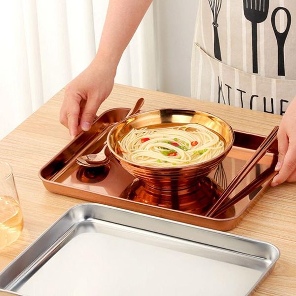 

kitchen storage & organization 1pc large baking pan rectangle metal plates cafeteria tray food fruit plate barbecue dish tableware accessori