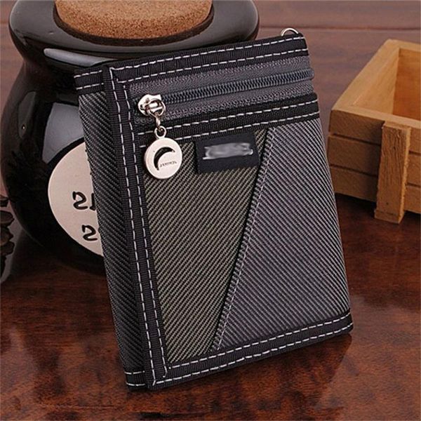 

wallets bisi goro retro men's wallet short 3 fold canvas holder suitable for 6 cards with po window, Red;black
