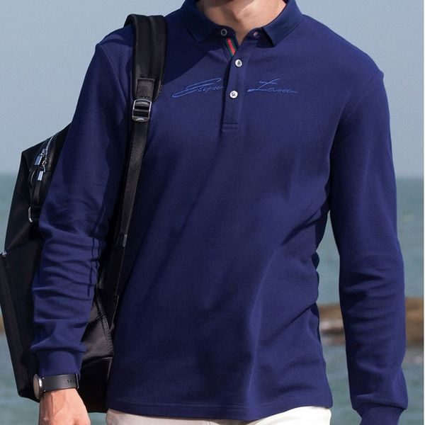 

spring and autumn long sleeve polo men's slim fit business casual lapel t- korean golf shirt, White;black
