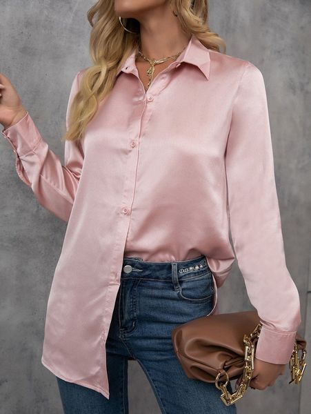 

solid blouson sleeve satin blouse i9ph#, White