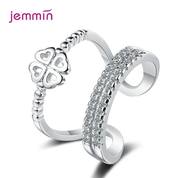 

cluster rings trendy double layers flower pattern opening finger ring for women pure 925 sterling silver party fine jewelry gift, Golden;silver