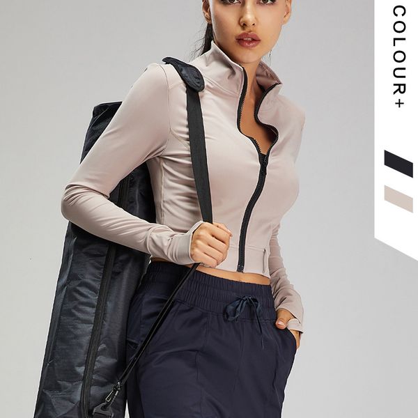 

luxury women's tracksuits yoga autumn and winter stand collar slim fit matte naked fitns cloth zipper leisure sports running yoga women, Gray