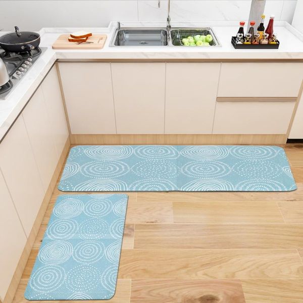 

"x 70" x 1.9cm kitchen mat rectangular, fold in half, striped, cyan carpets