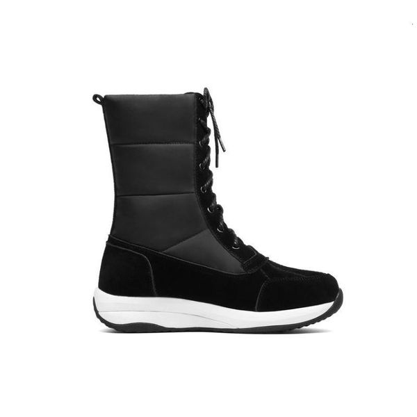 

boots qutaa wedges keep warm women snow casual round toe winter ankle cow suede down lace up shoes size 35-431 hbm2, Black