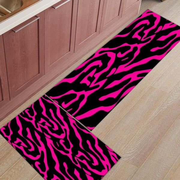 

red zebra stripes kitchen rug bedroom entrance doormat home floor decor carpet bathroom anti-slip carpets