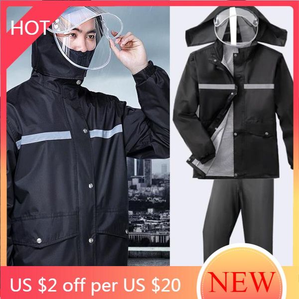 

raincoats reusable polyester raincoat men portable double brim fashion motorcycle suit antipioggia waterproof poncho ag50yy