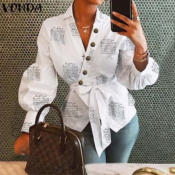 

women's blouses & shirts vonda long lantern sleeve blouse women office lady ladies work wear womens v neck and female blusas 5ji8, White