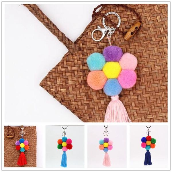 

keychains 1pc fashion creative flower shape tassel keychain bag charm pendant jewelry diy handbag key chain bbb0403, Silver