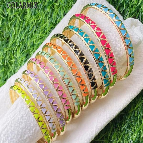 

bangle 3 pcs enamel mix color jewelry fashion gold metal for women 31710, Black