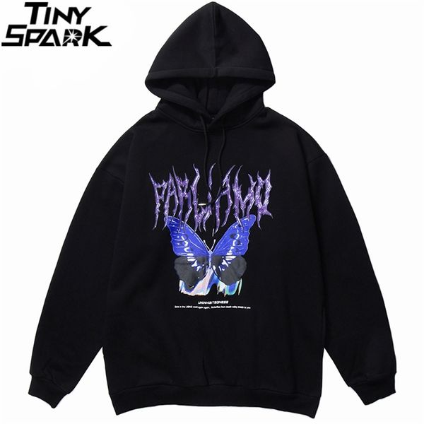 

men hip hop hoodie sweatshirt butterfly streetwear harajuku hoodie pullover oversized autumn cotton hoodie hiphop loose 210728, Black