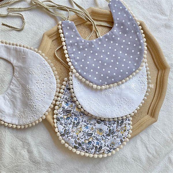 

1pcs newborn cotton embroidery double side bibs baby girls saliva towel toddler feeding burp cloths bandana scarf double-sided 2421 q2