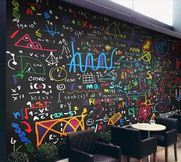

bacal custom 3d wallpaper mural modern colorful chalk math formula blackboard background wall living room bedroom 5d home decor wallpapers