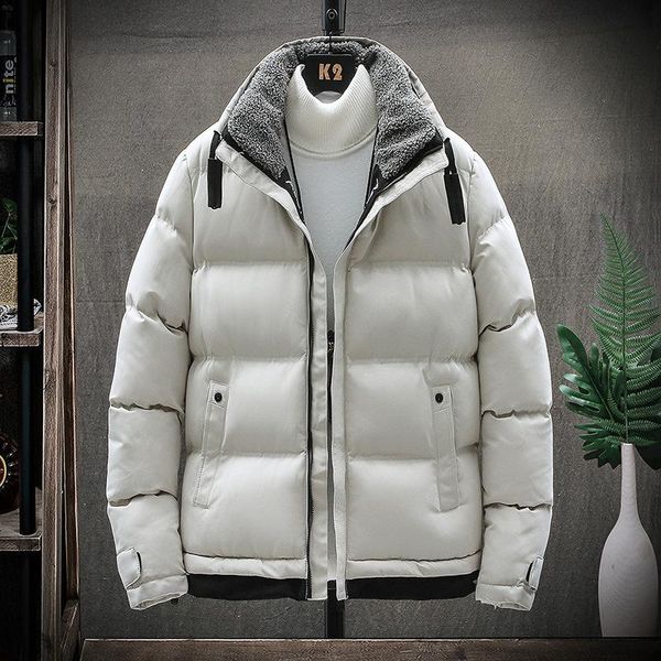 

men's jackets 2021 men fashion padded parkas plus velvet thick warm windproof fur coats male winter thicken, Black;brown