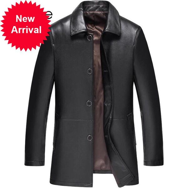 

men jackets mt815 2021 fashion sheep leather solidcolor with turn-down collar fall winter warm casual outwear men's, Black;brown