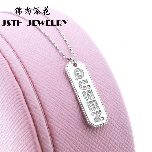 

s925 sier princs necklace queen sier lettering pendant jewelry, White