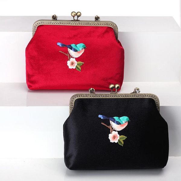 

chinese cheongsam clutch bag women vintage evening shell shoulder bags velvet embroidery for wedding party