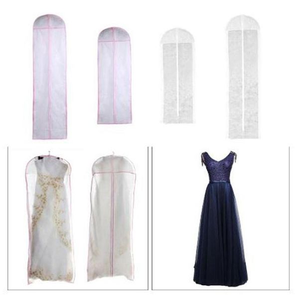 

clothing & wardrobe storage double-sided transparent tulle/voile wedding bridal dress dust cover with side-zipper for home bag150/180cm
