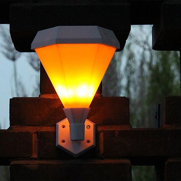 

solar lamps ip65 hexagonal lights flame flickering wall lamp outdoor waterproof led landscape decoration lighting security light