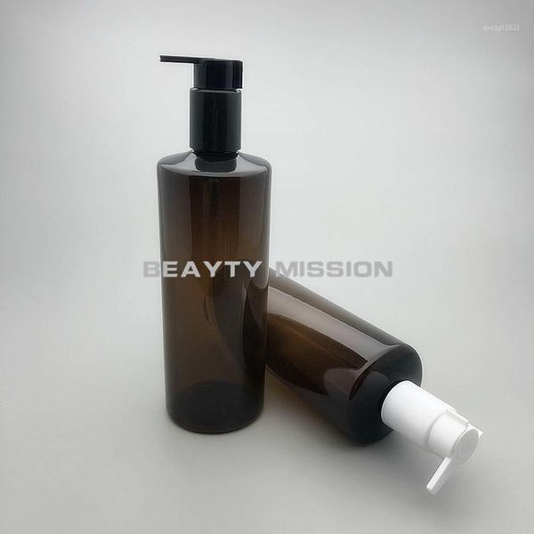 

storage bottles & jars beauty mission 500ml 12pcs brown plastic bottle with black/white lotion pump, empty 500cc lotion/shampoo/shower gel s