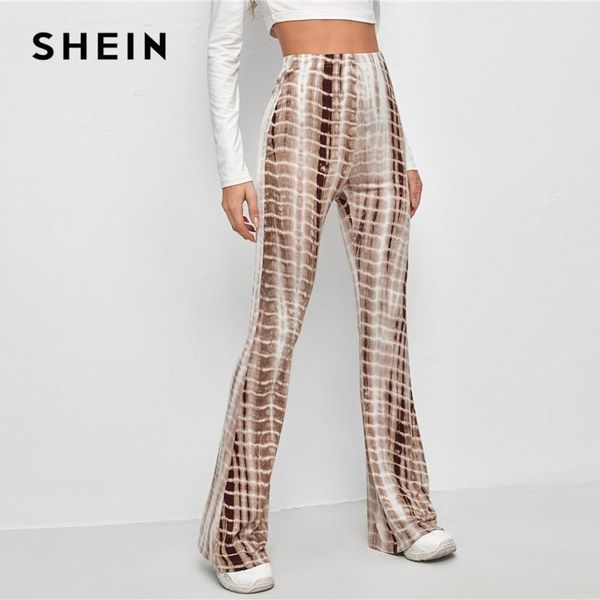 

multicolor tie dye elastic waist flare leg pants women 2021 spring ladies casual long trousers high skinny women's & capris, Black;white